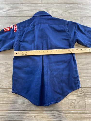 Vintage Boy Scouts of America Official Youth Shirt Long Sleeve Button Down Blue - Picture 9 of 11