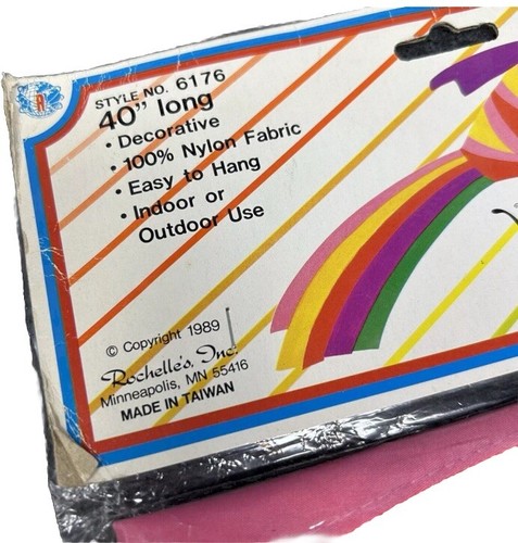 De colección 1989 Windsock Rainbow Fish 40 pulgadas 100 % nailon interior exterior NUEVO - Imagen 2 de 2