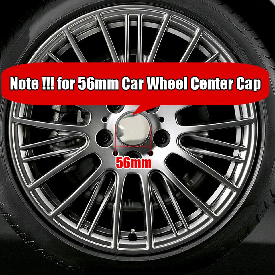 4x 56mm Car Wheel Center Caps Tyre Rim Hub ABS Chrome Cap Cover Car Accessories - Image 3 of 4
