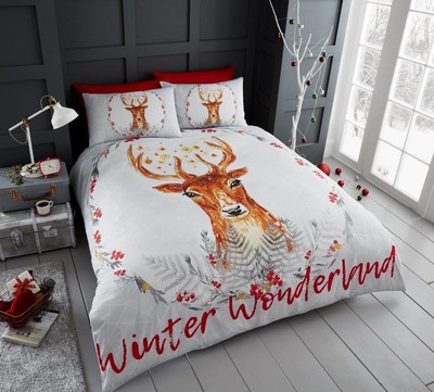 Coloroll Festive Xmas Duvet Set Winter Wonderland Reindeer