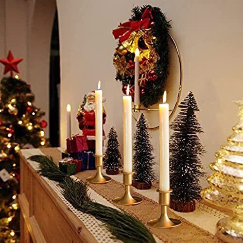 Gold Taper Candle Holder Set of 12, Short Skinny Brass Candlestick Gold-12pcs - Picture 3 of 8