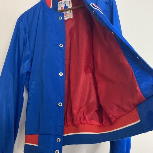 Vintage Montreal Expos Jacket Men Medium Blue Red Baseball Satin Track 80s Retro - Picture 14 of 15