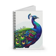 Spiral Notebook Ruled Line Peacock in Rich Jewel Tones Design 4