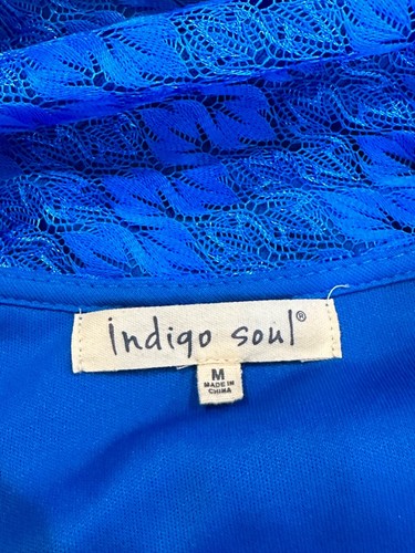 Indigo Soul Royal Blue Lined Lace Long Sleeved Tunic Blouse Size M - NWOT - Picture 4 of 8