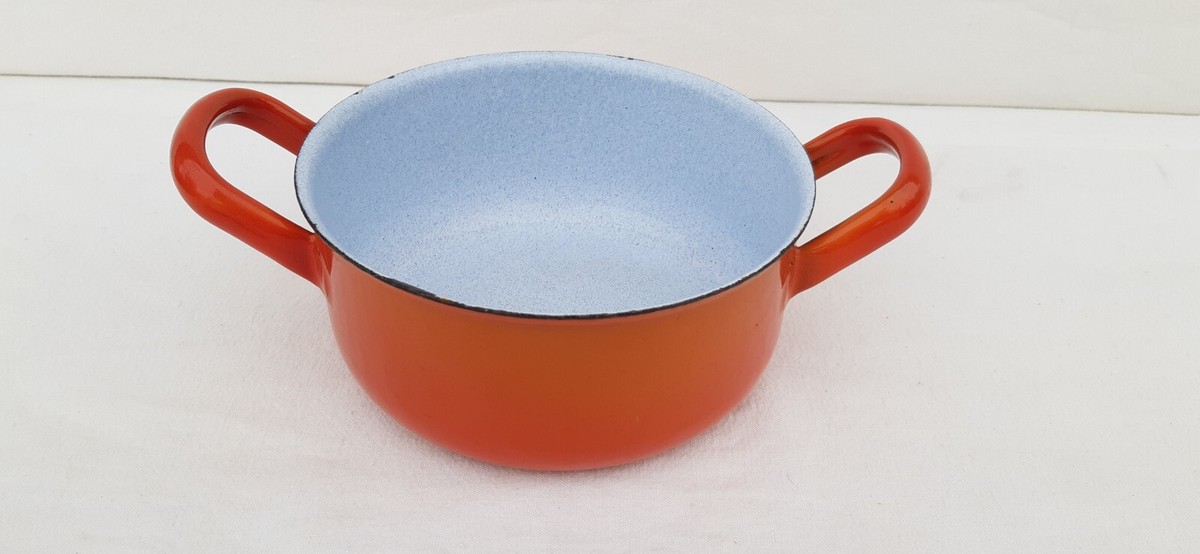 ANCIEN GROS FAITOUT Tôle Emaillée Orange idéal Déco Stockage en cuisine Bistrot EUR 11,95 - FR