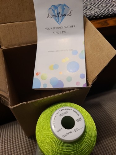 SimThread Lime Green 5500 Yards Of 40W Poly Emb Thread 513 M1823 - Picture 4 of 4