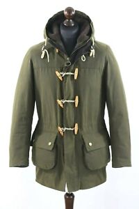 BARBOUR Mens KIRKHAM 8oz Waxed Cotton Hooded Duffle Coat Jacket Olive size S | eBay