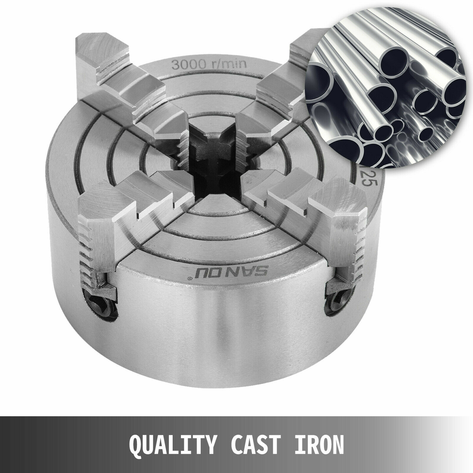 VEVOR Mandril de Torno K72-125 de 4 Mordazas Independientes Torno Chuck 125MM