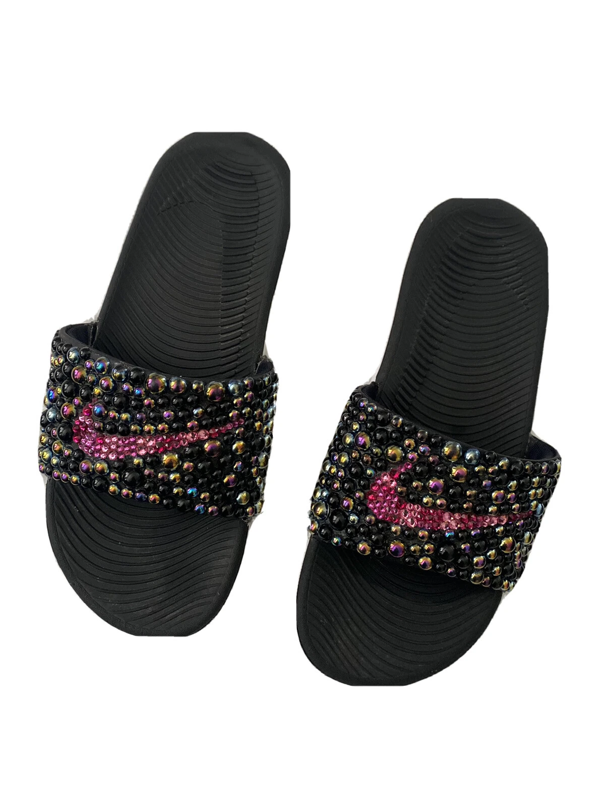 Nike Slides Donna Personalizzate con Cristalli Bling e Perle Strass