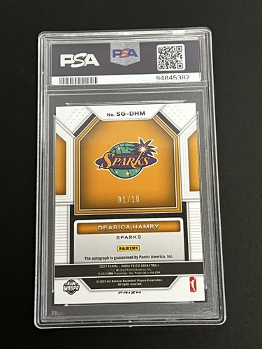 DEARICA HAMBY 2023 PRIZM WNBA #SG-DHM GOLD SIGNATURES AUTO PSA 9 #ed 1/10 - Picture 4 of 6