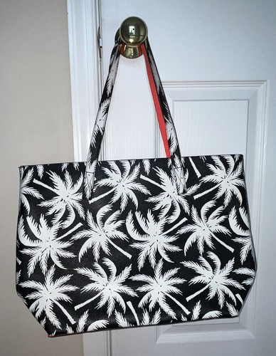 Old Navy Black & White Palm Tree Tropical Print Large Tote - Picture 1 of 4