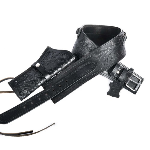 .22CAL COWBOY STYLE SINGLE DROP RIG CALIBER WESTERN LEATHER GUN HOLSTER & BELT - Picture 15 of 31