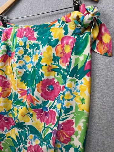 Talbots Silk Floral Faux Wrap Mini Skirt Womens Size 12 Coastal Tropical Vaca - Picture 2 of 9