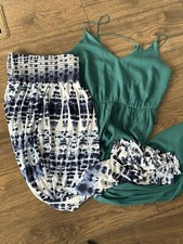 MAXI LOT of 2 FASHION NOVA Small SKIRT LOFT Dress Sz 6 Blue White Green