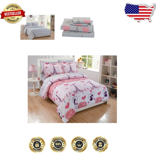 Anime-Themed Queen Comforter Set with Sheets for Boys and Girls, 7 Pieces