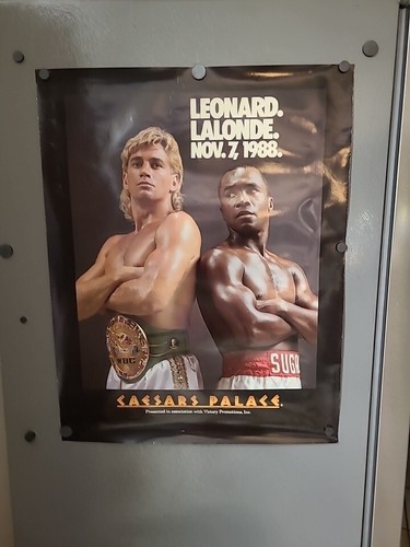 SUPERB SUGAR RAY LEONARD VS DONNY LALONDE VINTAGE ORIGINAL ON SITE POSTER 1988!!