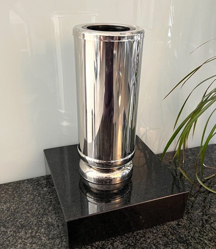 Edelstahl Grablaterne Vase Grablampe Grableuchte Grablicht Sockel Granit Schwarz - Bild 4 von 10