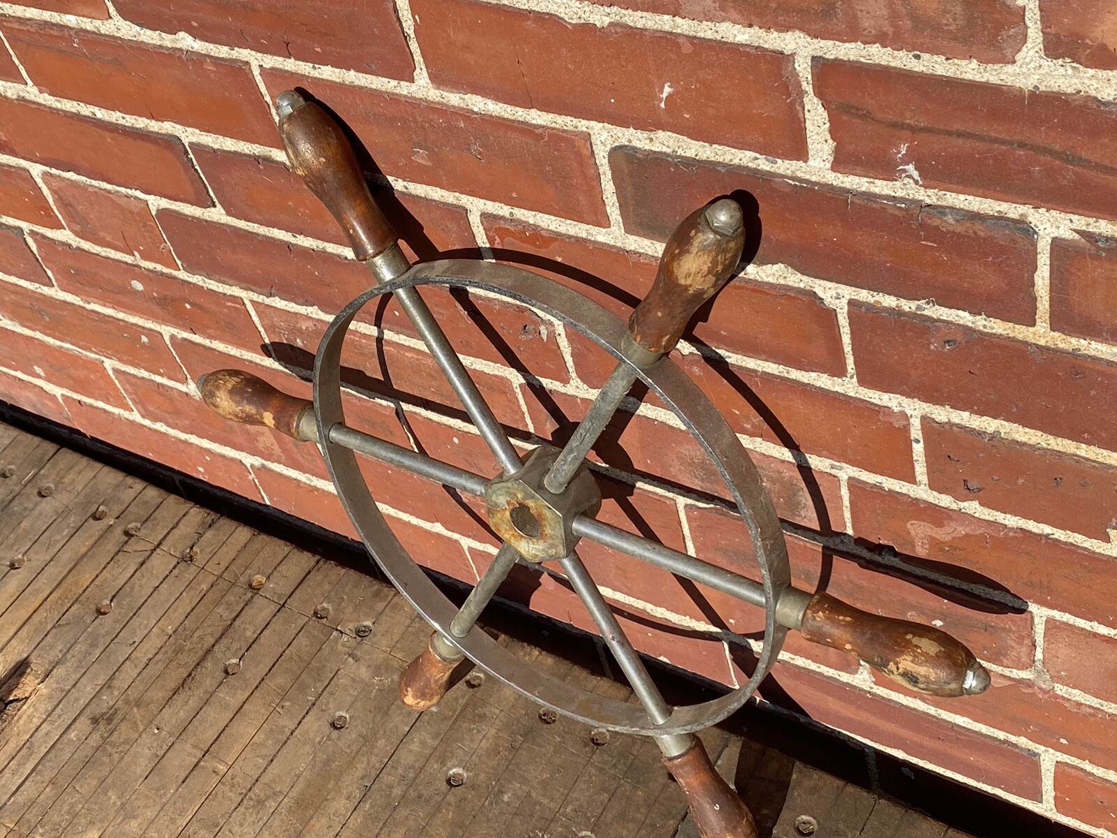Vintage Boat Wheel w/ Wood Handle Grips Authentic Maine Maritime Estate Find eBay