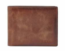 FOSSIL Derrick Bifold With Flip ID Geldbörse Brown braun Neu