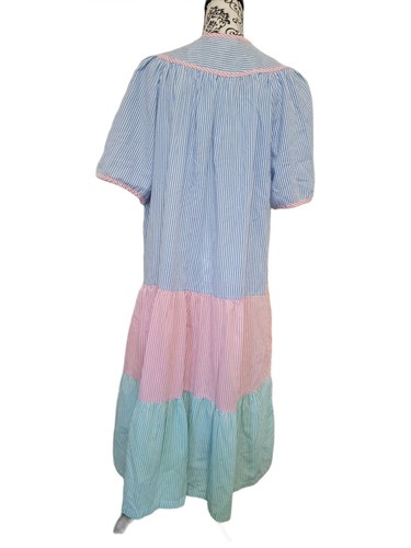 VTG Sears The Comfort Coat women's sz large Pink Blue green stripe Retro READ - Picture 5 of 10