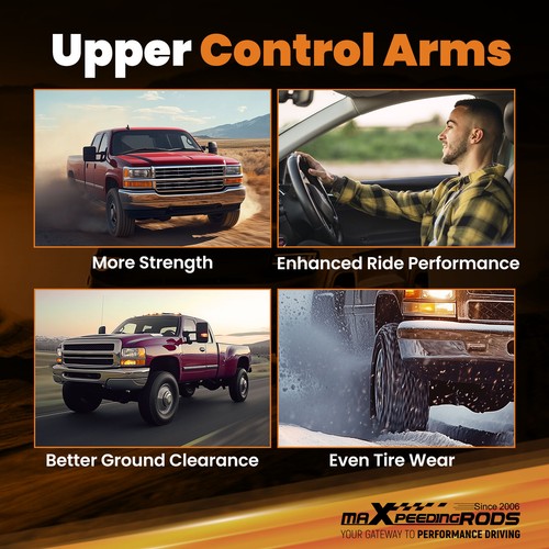 Brazos de control superiores delanteros de elevación de 2-4" para GMC Sierra 2500 3500HD 2011-2020 8 orejetas - Imagen 9 de 13