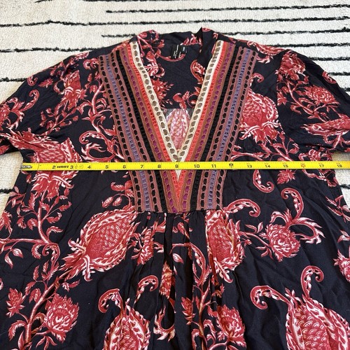 Anthropologie Bl^nk London V-neck Blouse Black Red Size Small - Picture 4 of 7