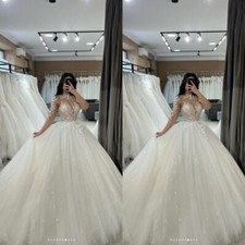 Elegant Wedding Dresses Long Sleeves High Neck Lace Appliques Bridal Gowns