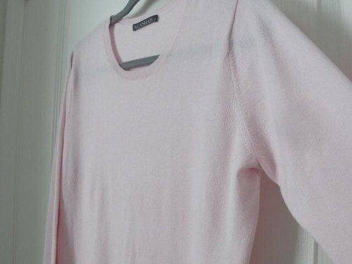 Alashan Pink Cotton Cashmere Blend Thin Knit Sweater Sz MED Classic Soft - Imagen 2 de 13