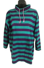 Body  Soul Vintage Womens Medium Striped Funnel Neck Pullover