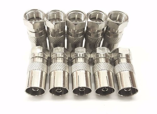 F Stecker auf Koax RF Buchse Antennenstecker Stecker Adapter Schnellmontage x 10 - Bild 2 von 3