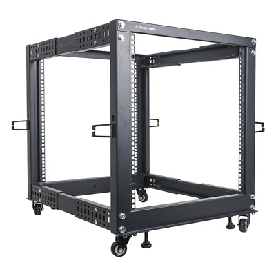 Sound Town 4-Post 12U Open Frame Server Rack with Adjustable Depth (ST4POF-A12U)