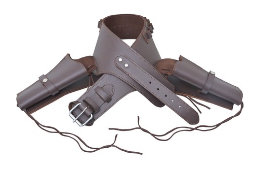 Cowboy Western Double GUN HOLSTER BELTS Handmade Genuine Brown,Black,Tan Leather - Picture 16 of 24