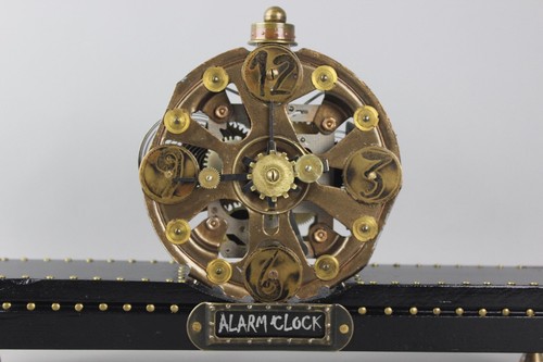 Steampunk Watch USSR Desk Clock Mechanical Skeleton Alarm Handmade Cyberpunk - Picture 5 of 9