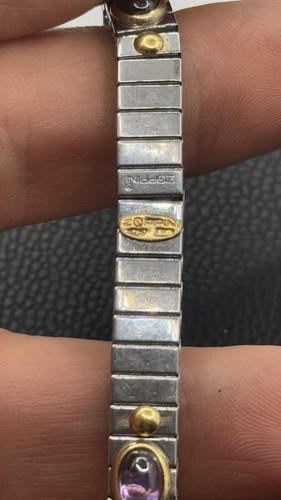 GENUINE ZOPPINI STEEL 750/18K Gold MULTICOLOR CABOCHONS ACCENT BRACELET #7 - Picture 6 of 10
