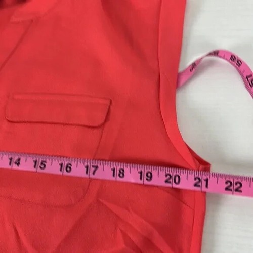 New York & Company Sleeveless Blouse Peach Button Up V-Neck Size Medium - Picture 6 of 7