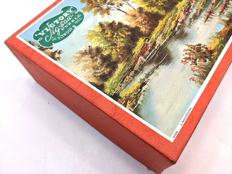 Rompecabezas de sierra caladora de madera cortada a mano VICTORY A BACKWATER 4029 de colección 28" X 22" INGLATERRA Foto 3 de 4