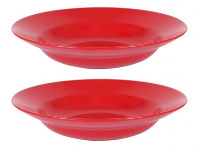 Large Pasta bowls dinner plates Stoneware red 29cm Vendome -set of