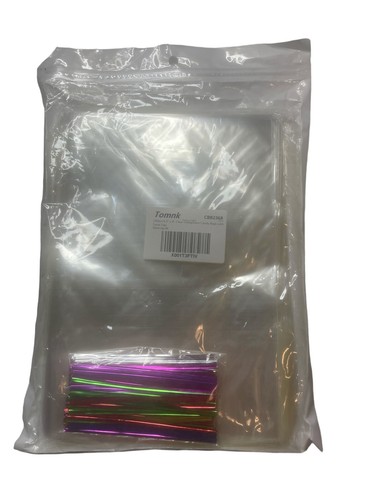 200 durchsichtige Zellophanbeutel 6" x 9" Süßigkeiten Snack oder Bäckerei mit farbigen Drehbändern - Bild 1 von 3