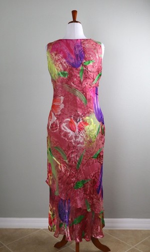 SIMPLY SILK NWT $152 Tiered Flounce Hem Floral Maxi Tank Dress Size Large - Picture 4 of 6