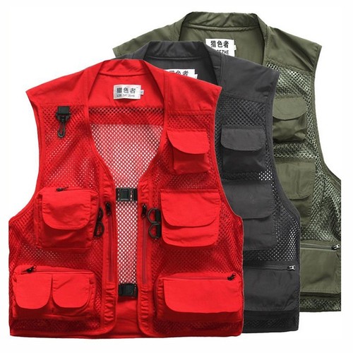 Herren Netz schnell trocknend mehrere Taschen Outdoor Reisen Angeln Fotografie Weste Jacke - Bild 1 von 26
