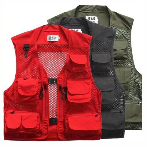 Mens Mesh Quick-Dry Multi-Pockets Outdoor Travel Fishing Photography Vest Jacket - Afbeelding 1 van 17