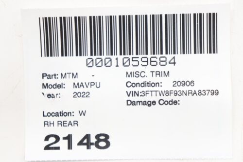 2022 -2025 FORD MAVERICK REAR RIGHT PASSENGER SIDE STORAGE BOX OEM NZ6BF286C36AD - Picture 13 of 13
