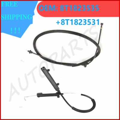 Rear+Front For Audi A4 A5 Hood Latch Release Cable Line Lock