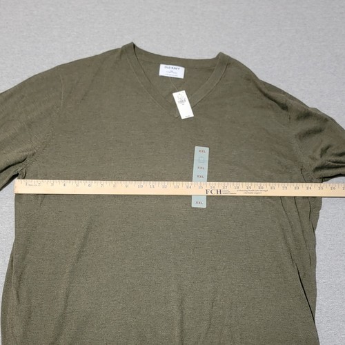 Vecchio maglione blu navy scollo a V uomo 2XL verde pullover manica lunga - Foto 7 di 10