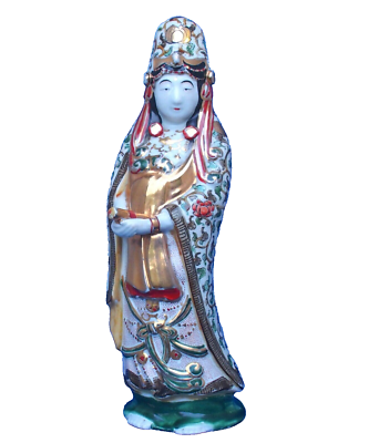 Meiji Japanese Gosu Blue Satsuma Scholar KANNON Guanyin Figurine