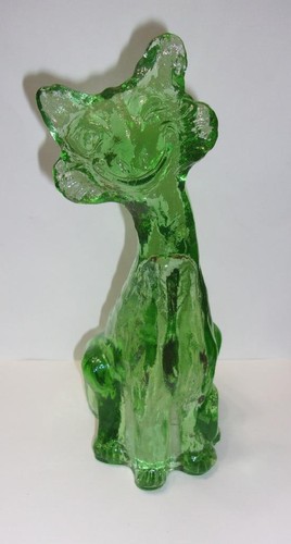 Fenton Glass Apple Green Alley Cat Figurine by Mosser Glass - Picture 2 of 8