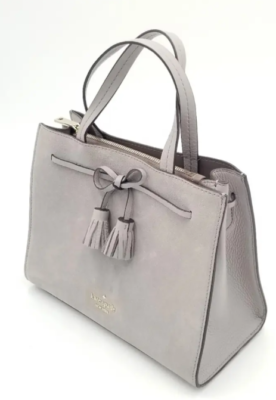 Kate Spade Gray Hayes Suede Tote with Bow and Tassel Detail | eBay