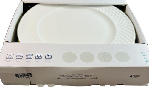 Mikasa Trellis White Set of 4 Dinner Plates 10.75" Bone China Plates Home Gift - Picture 7 of 19