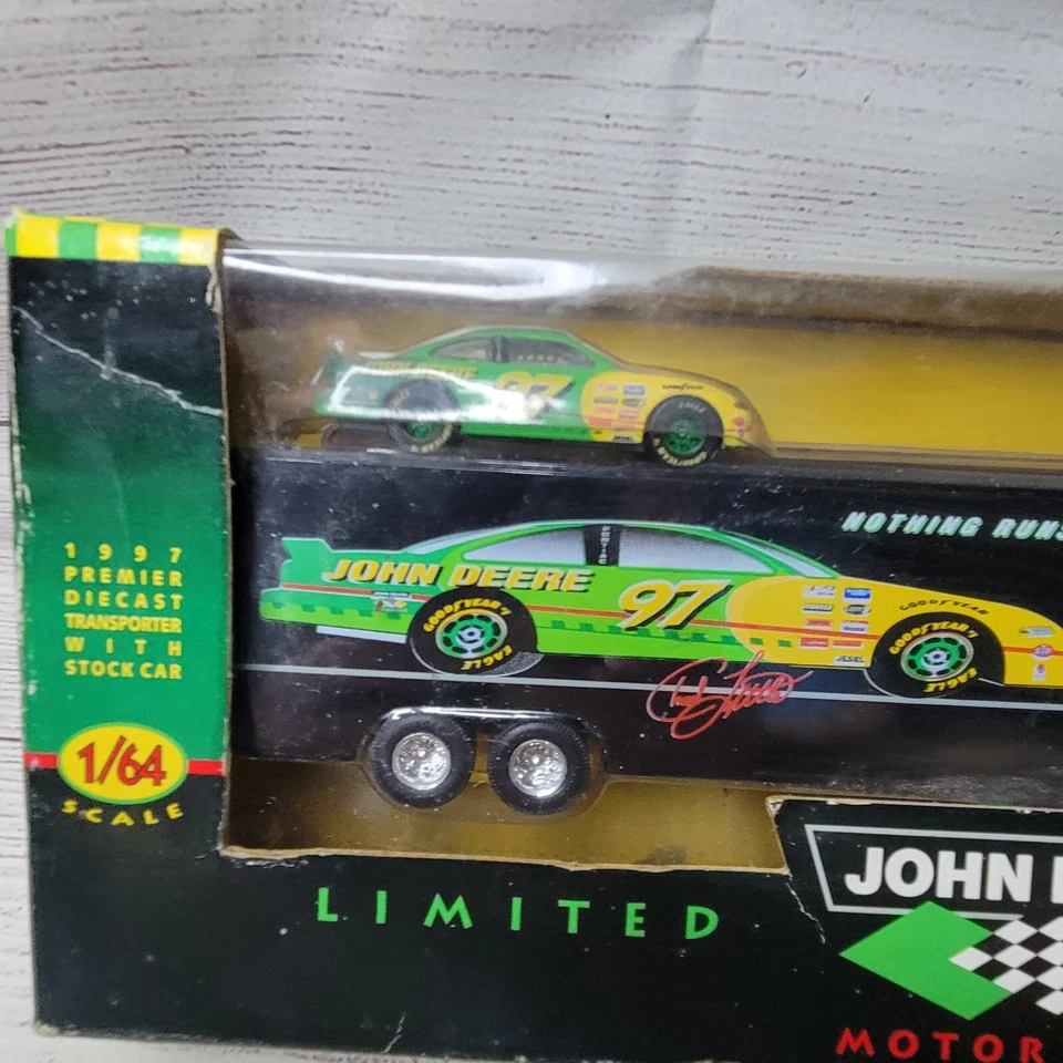 Vtg 1997 premiere 1/64 diecast John deere transporter semi w/stock car #97 Nasca - Image 4 of 4