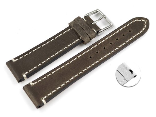 Quick Change Strap Solid Saddle Leather Dark Brown 18mm 20mm 22mm 24mm 26mm - Picture 1 of 2